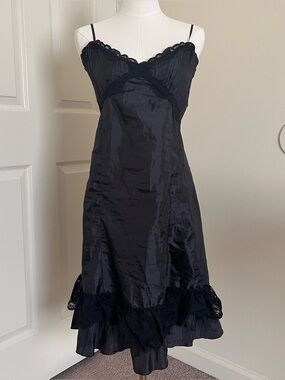 Vintage Y2K DKNY Jeans Black Slip Dress Womens Size 13 Whimsigoth Emo Indie